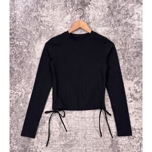 Fanka Top Small Womens Black Beyond Nude Side Tie Long Sleeve
